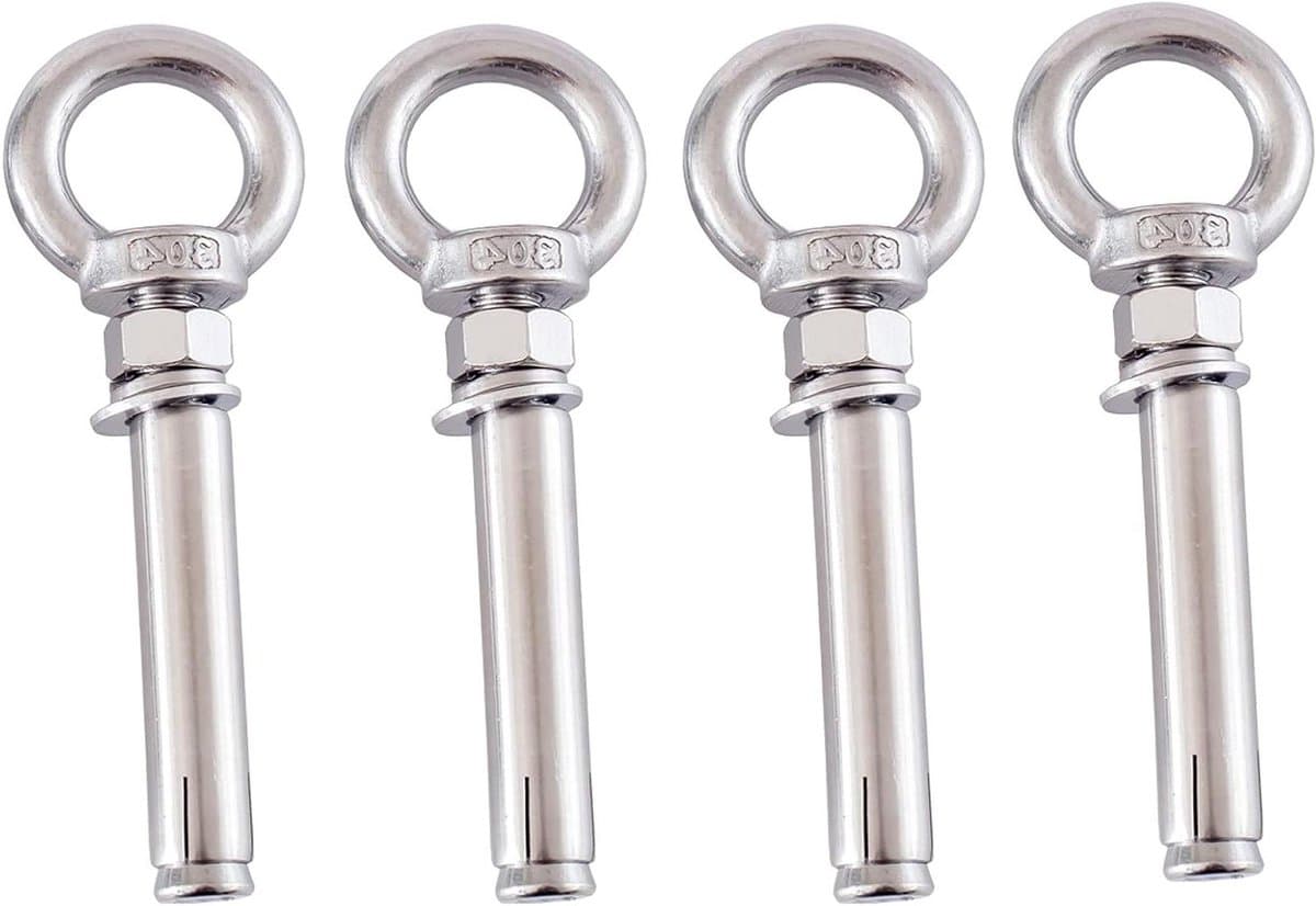 Wandanker expansiebouten - Ring hijsanker - Bevestiging aan muur - Roestvrij staal 304 - M10x60mm - Zilverkleurig — afbeelding 1