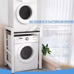 Waskast Boven Machine - Opbergrek - Ruimte Besparen - Verstelbare Hoogtes - 75 x 65 x 105 cm - Zwart Rood — thumbnail 4
