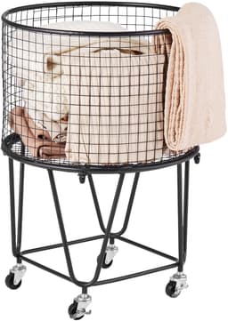 VEVOR Wasmand, Ronde Wasmand met 360° Zwenkwielen, 40 Liter Inhoud, 27 Kg Draagvermogen, Koolstofstalen Boodschappenmand voor Wasgoed, Boodschappen, Kamperen, Bagage, Wassorteerder, Wasmand — thumbnail 2