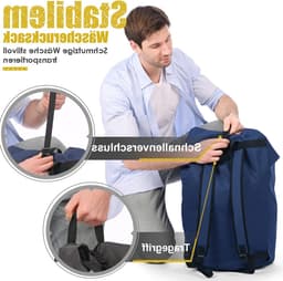 Grote Waterdichte Waszak voor Vuile Kleding, Vouwbare Opbergzak met 2 Schouderbanden, Ideaal voor Reizen en Thuisgebruik — thumbnail 2