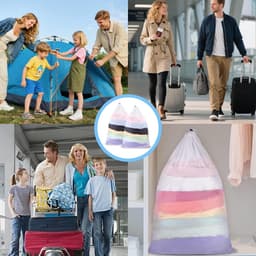 Set van 2 waszakken met trekkoord, duurzaam en slijtvast, ideaal voor wasmachine en schoenenwassen, voorkomt verstrikken en beschadigen — thumbnail 3