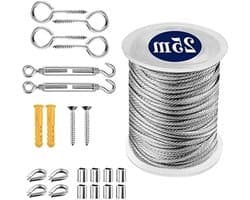 Stalen Kabel Set - Draadkabel Ophanging - Kleding Drogen - Roestvrij Staal - 25 Meter - Zilver