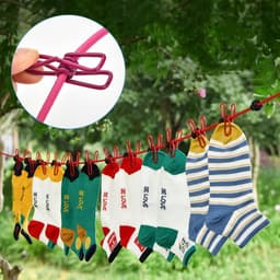 Draagbare Waslijn - Reis Waslijn - Kleding Drogen - Antislip Clips - 3.6 Meter - Roze — thumbnail 5