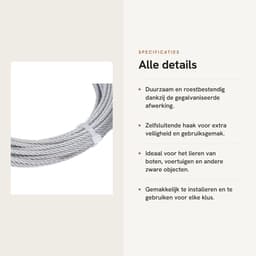 Dailygoods- Lierdraadkabel Gegalvaniseerd - Roestvrij Staal - 4 Mm X 12 M - 2000LBS Sterkte - Lierkabel Vervanging - Zelfsluitende Haak - Trekkabel — thumbnail 2