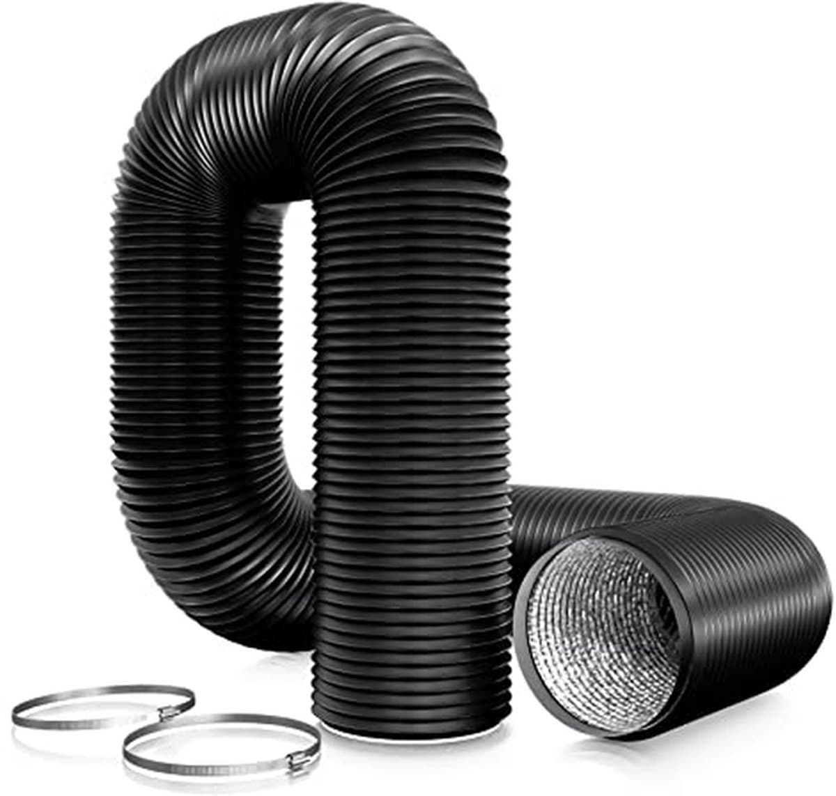 Afvoerslang - Ventilatieslang - Lucht Afvoeren - Flexibel & Hittebestendig - 150 mm x 3 meter - Zwart — afbeelding 1