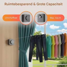 carmdering - Waslijn Uittrekbaar - Waslijndraad 4.2 Meter - Uittrekbare & Automatische Roldrooglijn - automatische waslijn - wand droogrek- voor Binnen & Buiten — thumbnail 5