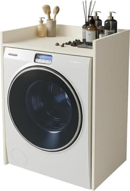 Wasmachine Kast - Ombouw Meubel - Badkamer Organisatie - Geluiddempend Ontwerp - 66x97x62 cm - Kasjmier Beige — thumbnail 1