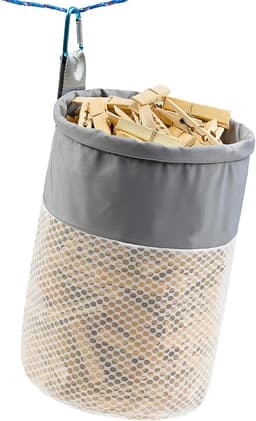 Wasknijper Tas - Kledinghanger Opberger - Kleding Droge Houden - Trekkoord Sluiting - 7 x 10 Inch - Grijs — thumbnail 1