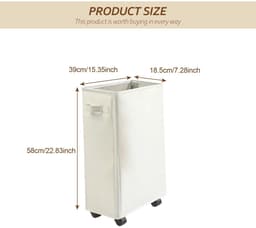 Dailygoods- Wasmand met Wieltjes - Opvouwbaar - 4 Vakken - Beige - Wasmand met Deksel - Geurpreventie - Eenvoudige Verplaatsing - Wascontainer — thumbnail 2