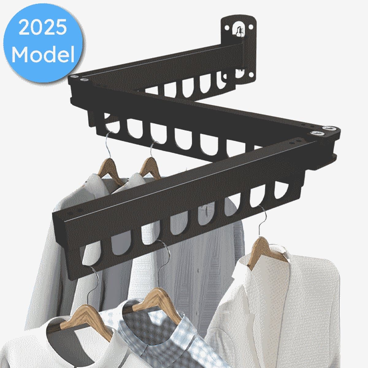 AlluraGoods Wanddroogrek Inklapbaar – Wanddroogrek Uitschuifbaar – Droogrek Hangend Uitklapbaar – Stevig Droogrek Hangend voor Badkamer — afbeelding 1