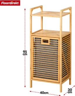 FLOORDIREKT Wasmand van Bamboe Arizona - Wasverzamelaar met 2 Compartimenten - Voor Vuile Was - Houten Wassorteerder met Grote Wasbox — thumbnail 2