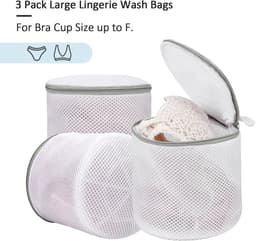 3 stuks - bh-waszakje - mesh waszakken - wasmachine zakken - voor delicate was - fijnmazige lingerie waszakken - ondergoed waszak met ritsen - voor intiem ondergoed - Cilindrische Ritsen Wasmachinetas - grijs - 15*17 cm — thumbnail 3