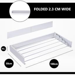 Inklapbaar Wanddroogrek - Droogrek voor Binnen - 1 stuk - Wit - Aluminium - 100 x 50 cm — thumbnail 5