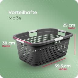 Novaliv wasmand met 4 handgrepen 40L antraciet, wasboxset wasemmer wascontainer voor badkamerwas vuile was, wasmanden wasmand opbergruimte wasmand verzamelbox — thumbnail 4