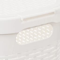 5Five Smalle Wasmand met deksel Rotan - wit - gevlochten kunststof - 40 liter - 26 x 46 x 60 cm — thumbnail 3