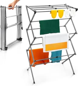 Droogrek - Inklapbaar wasrek voor binnen en buiten - Staand droogrek met vleugels - Ruimtebesparend en lichtgewicht - Voor kleine en grote wasjes - Perfect voor appartementen, balkon en studentenkamer - Snel opvouwbaar - Wasdroogrek voor huishoudelij — thumbnail 1