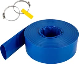Afvoerslang, 2” X 105', Platte Pvc-Weefslang, Robuuste Terugspoel-Afvoerslang met Klemmen, Weerbestendig En Plaatsvast, Ideaal voor Zwembaden En Wateroverdracht, Blauw — thumbnail 1