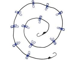 Benson Waslijn incl. 12 knijpers - elastisch van 190 tot 320 cm - met haken