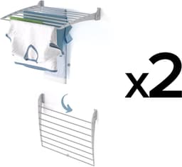 2x Foxydry Fold 60 DOWN - wasdroogrek wandmontage clicksysteem - neerwaartse sluiting - 60 x 50 x 10 cm — thumbnail 1