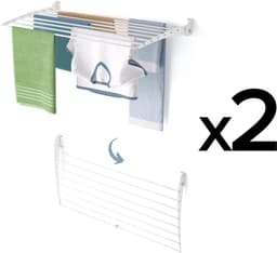 2x Foxydry Fold 100 DOWN - white - wasdroogrek wandmontage clicksysteem - neerwaartse sluiting - 100 x 50 x 10 cm — thumbnail 1