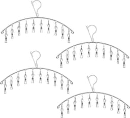 RVS Wasserij Kleerhanger met 10 Clips - Praktisch en Duurzaam - 4 Stuks — thumbnail 1