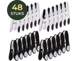 Gandria Wasknijpers 48 Stuks - Kunststof Wasknijpers - Set van 48 Plastic Knijpers - Wasrek Knijpers 10 Kg - Zwart/Wit en Wit/Zwart