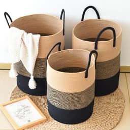 CHIWIN – Speelgoedopberger & Badkamer Organizer – 50cm Hoog – Handgevlochten Wasmand voor Slaapkamer, Wasruimte & Kinderkamer — thumbnail 3