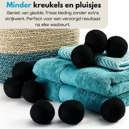 Boncy® Drogerballen - 9 Stuks XL Droogballen voor Wasdrogers - 100% Nieuw Zeelandse Schapenwol Wasdrogerballen - Energiebesparend & Duurzaam Cadeau - Wasballen voor Wasdroger Droogtrommel - Dryer Balls Wol Droger Ballen - Wasbol Wasbollen - Zwart — thumbnail 5