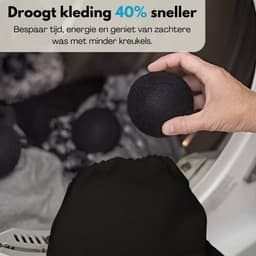Boncy® Drogerballen - 9 Stuks XL Droogballen voor Wasdrogers - 100% Nieuw Zeelandse Schapenwol Wasdrogerballen - Energiebesparend & Duurzaam Cadeau - Wasballen voor Wasdroger Droogtrommel - Dryer Balls Wol Droger Ballen - Wasbol Wasbollen - Zwart — thumbnail 3