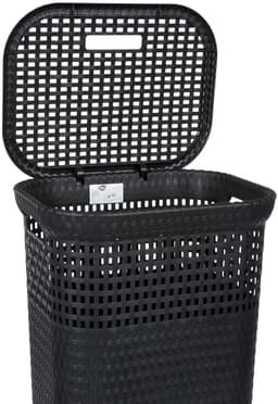5Five Wasmand met deksel Rotan - antraciet - gevlochten kunststof - 60 liter - 42 x 33 x 57 cm — thumbnail 4