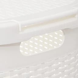 5Five Wasmand met deksel Rotan - 2x - wit - gevlochten kunststof - 60 liter - 45 x 35 x 66 cm — thumbnail 2