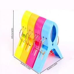 Strandlaken Knijpers - Wasknijpers - Grote Handdoek Klemmen - Badlaken Clips - 4 Stuks - wasknijper - dekbedhoes - Gekleurde grote kunststof handdoek/strandlaken knijpers 12 cm - Badlaken/strandlaken klemmen — thumbnail 2
