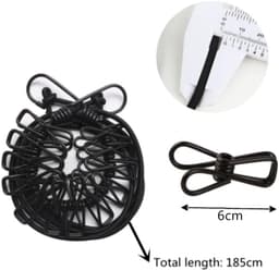 2 stuks, draagbare elastische waslijn, uittrekbaar, reiswaslijn met klemmen, outdoor vakantie, waslijn voor reizen, slaapzaal, campingaccessoires, 185 cm — thumbnail 5