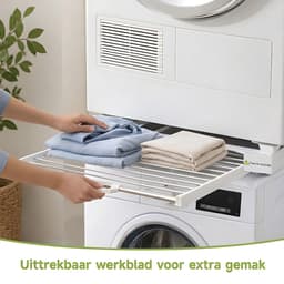 Universele Wasmachine Droger Stapelset - Verbindingsset voor Wasmachine en Wasdroger - Ruimtebesparende Stapelkit met Spanband en Antislip Pads - Geschikt voor Apparaten van 46 tot 66 cm Breed en Diep - Wit — thumbnail 4