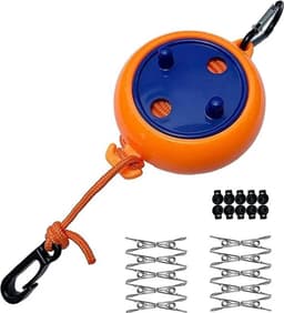 Waslijn Geschikt voor het traceren van wasgoed, draagbare, uitschuifbare waslijn Geschikt voor kampeerkleding, antislip henneptouw, 8 meter, oranje. — thumbnail 2