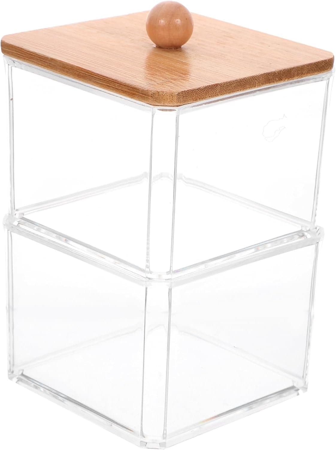 1set Stapelbare Transparante Organizer Voor Make-up Multifunctionele Opbergdoos Voor Wattenstaafjes Wattenpads Make-up Sponsjes Haaraccessoires Compacte Badkameroplossing — afbeelding 1