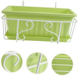 1set Decoratieve Bloempot Met Tray Hangrek Duurzaam Voor Balkon Tuin Woonkamer Stijlvol Ontwerp Met Ijzeren Steun — thumbnail 5
