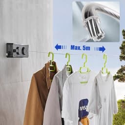 Uittrekbare Waslijn Dubbel - Wand Waslijn 5,1 Meter - Intrekbare Kledinglijn - Ruimtebesparende Drooglijn - 304 RVS Waslijn - Met Spanningsregeling - Voor Balkon, Badkamer en Wasruimte — thumbnail 3