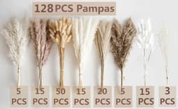 128 stuks gedroogd pampasgrasboeket, boho-tafeldecoratie, konijnenstaarten gedroogde bloemen, bruin pampas, wit pampasgras voor bruiloften, thuisdecoratie, rustieke feesten en babyshowerdecoraties — thumbnail 5