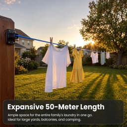 Waslijn 50 meter met stalen kern - Made in Holland - weerbestendig en extra lang - antislip waslijn voor huis en camping - extra sterk LaundrySpecialist — thumbnail 2