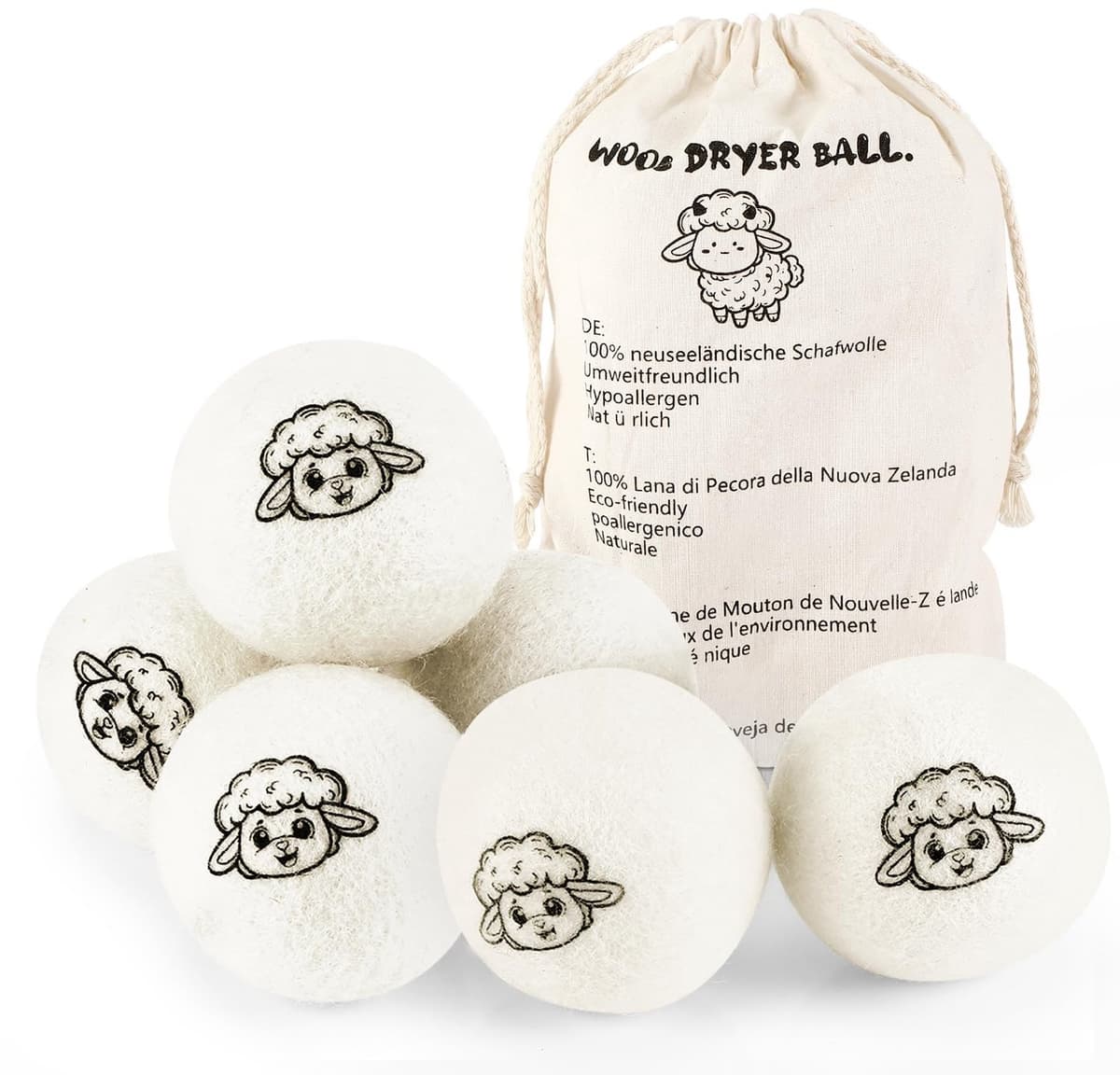 Drogerballen voor wasdroger, 100% hypoallergeen, wasballen voor dons — afbeelding 1