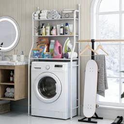 Tremeo - Wasmachine Kast - Rek - 3-laags opbergrek - Ruimtebesparend - Badkamerrek - Opbergrek - Badkamer - 25x68x160 cm — thumbnail 4