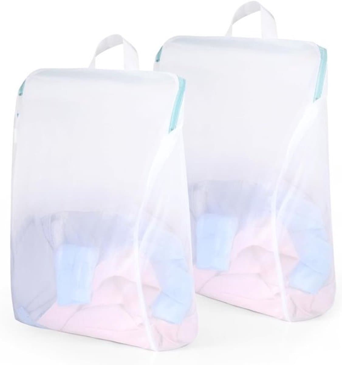 Wasnet voor de wasmachine - Mesh-waszakken met rits en handvat - voor ondergoed, blouses en shirts - 40 x 50 cm - Set van 2 — afbeelding 1