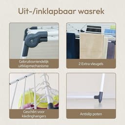 PolkaHome Staand droogrek met vleugels - 25 meter drooglijn - inklapbaar — thumbnail 2