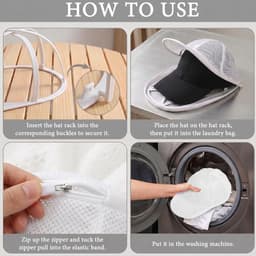 Wasmand voor petten, opvouwbare pettenwasmand voor de wasmachine en vaatwasser, opberghouder en beschermende vormhouder voor petten voor volwassenen en kinderen, wit — thumbnail 2