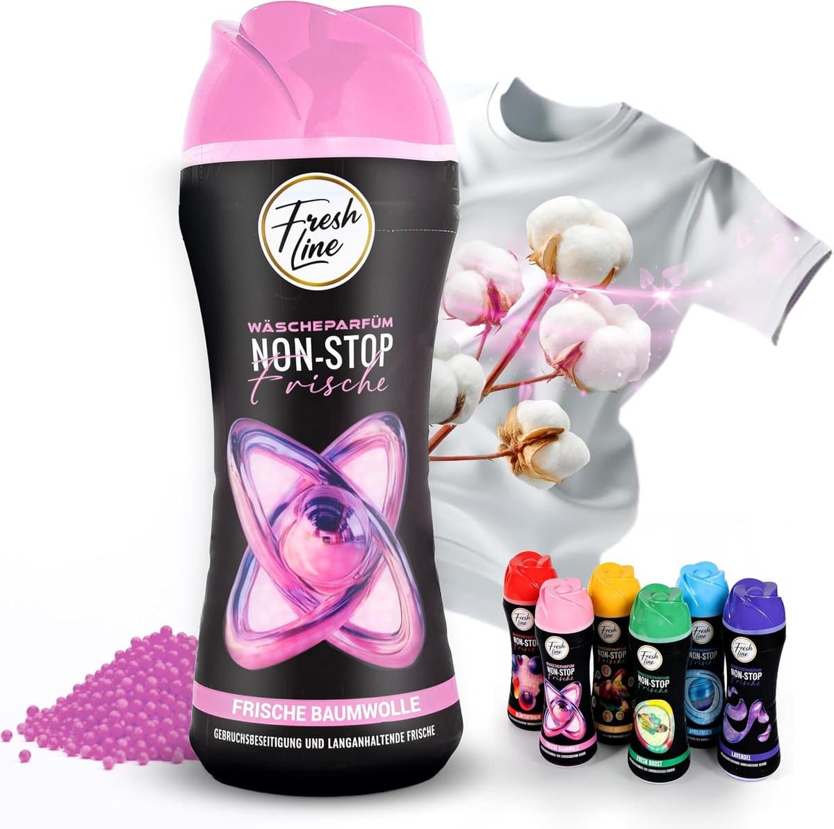 Fresh Line® - Wasverfrisser (3 pack) - Katoen Fris - Wasparfum - Geurparels - 3 x 300 g — afbeelding 1