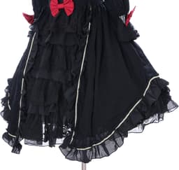 Zwarte ruches chiffon jurk Rococo Victorian Gothic Lolita Cosplay (maat L) — thumbnail 3