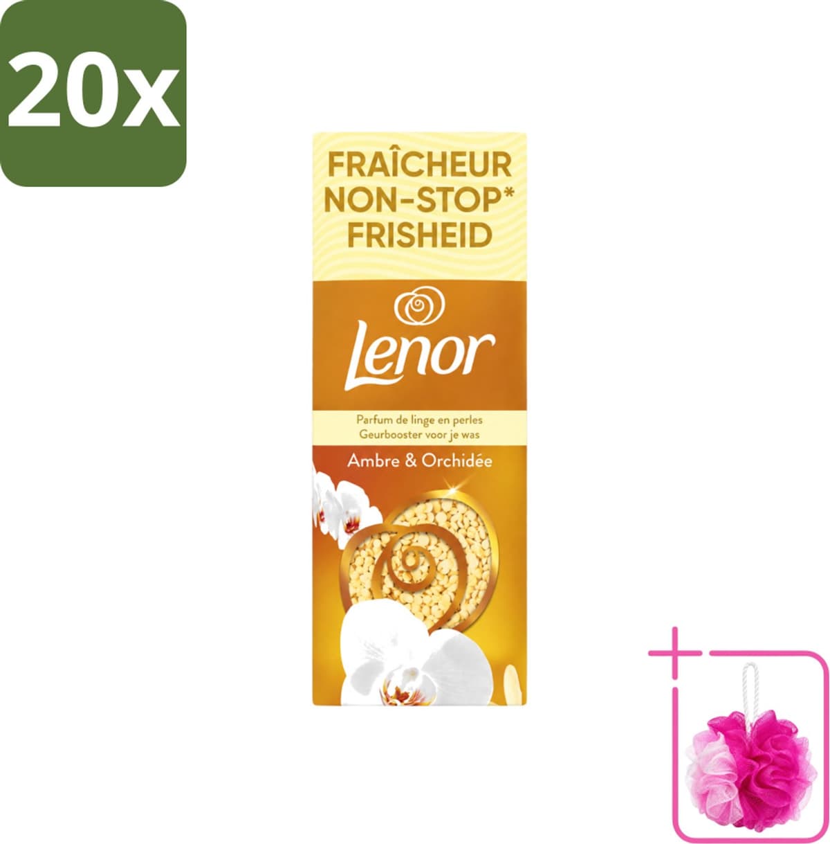 20 x Lenor – Geurbooster – Amber & Orchidee – 12 Wasbeurten – 155 g - Bulkverpakking - Geurparels - Douchemop - Wasgeur — afbeelding 1