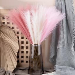 Kunstmatig gedroogd, pampasgras, kunstplanten, wollig boeket, vaas, vulling, droogbloemen, faux pampasgras, bulk voor bruiloft, slaapkamer, lichtroze, 10 stuks — thumbnail 2