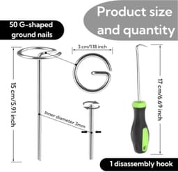 G-vormige grondpinnen - 50 stuks voor tuin en tent — thumbnail 3
